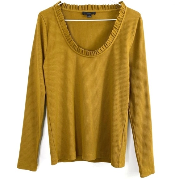 J.CREW Ribbed Ruffle Neck Long-Sleeve Shirt in Mustard Yellow - Picture 5 of 7